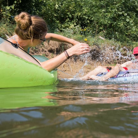 Guests tubing on the Russian River
