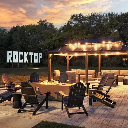 Dusk view of the estate grounds at Rocktop Nashville